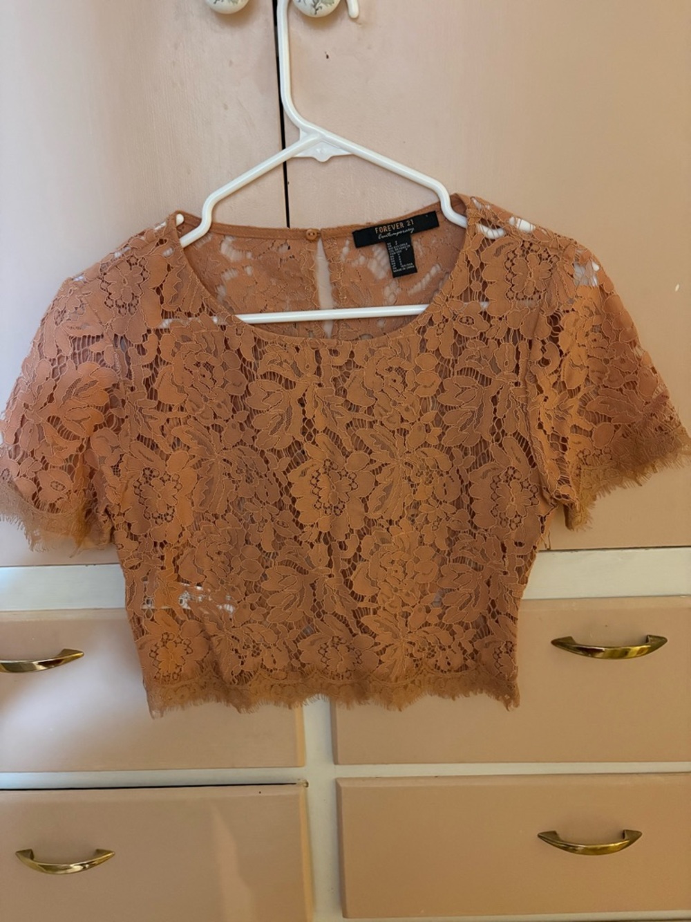 Forever 21 Peach Lace Crop Top